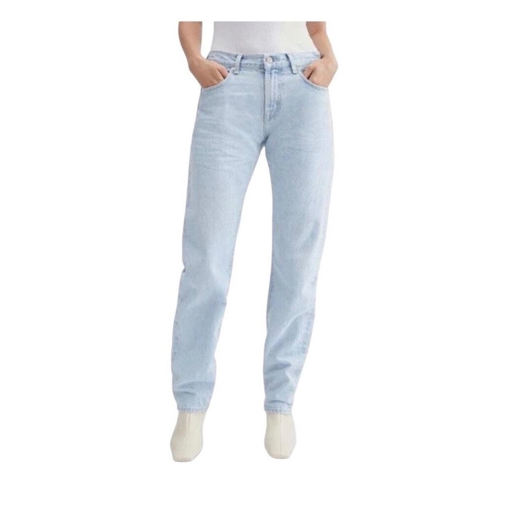 7 For All Mankind Jeans Womens 29 Light Wash Low Straight Deconstructed Pockets